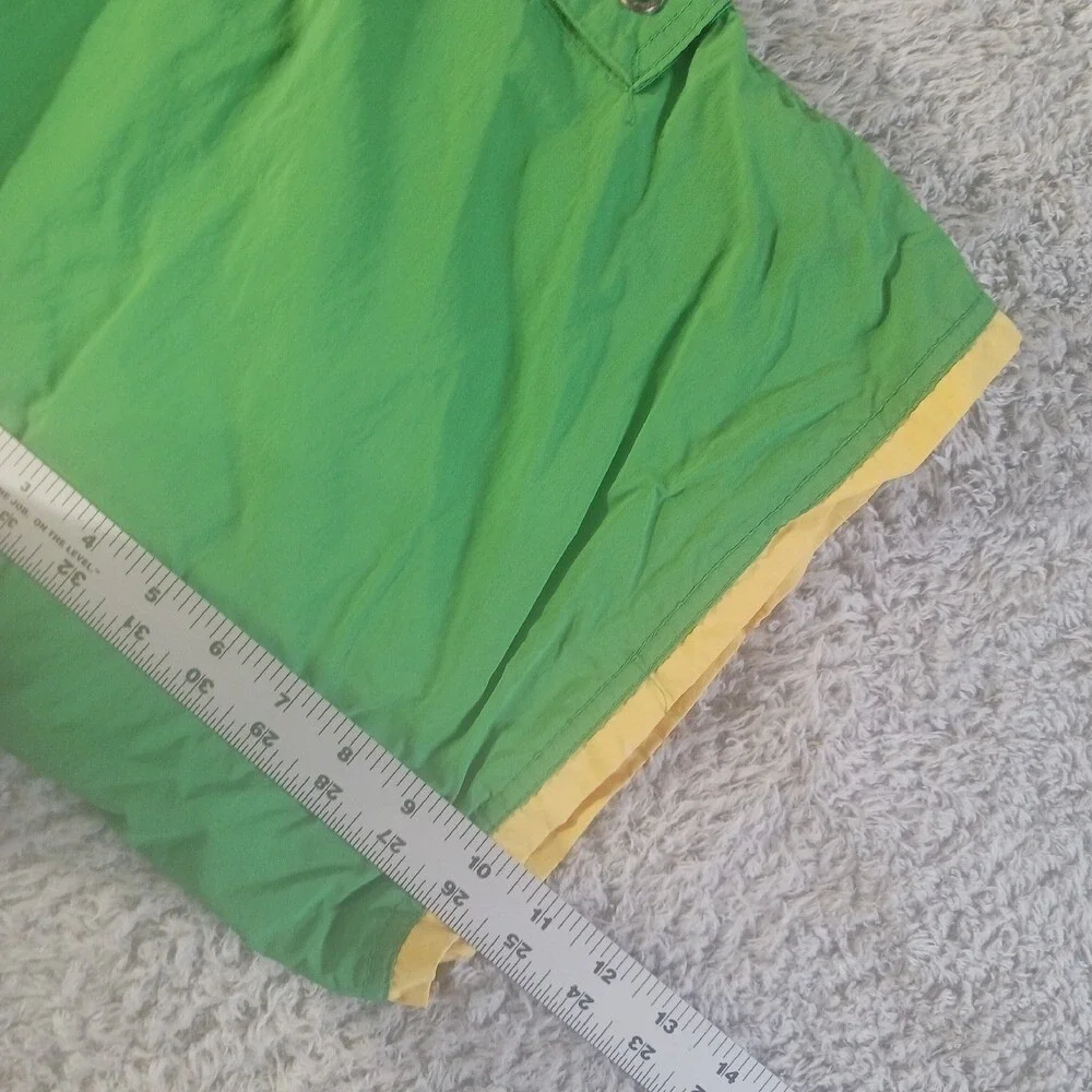 U.S. Polo Assn Green Yellow Striped Cargo Board Shorts Swim‎ Trunks Mens L